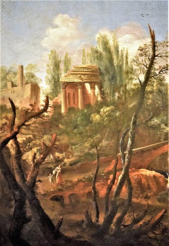 Tableaux et dessins Tableaux XVIIIe siècle - Paysage avec ruines - École Vénitien du XVIIe siècle